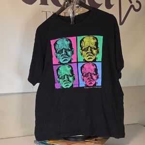 Men's Black Tee with Colorful Graphic Faces